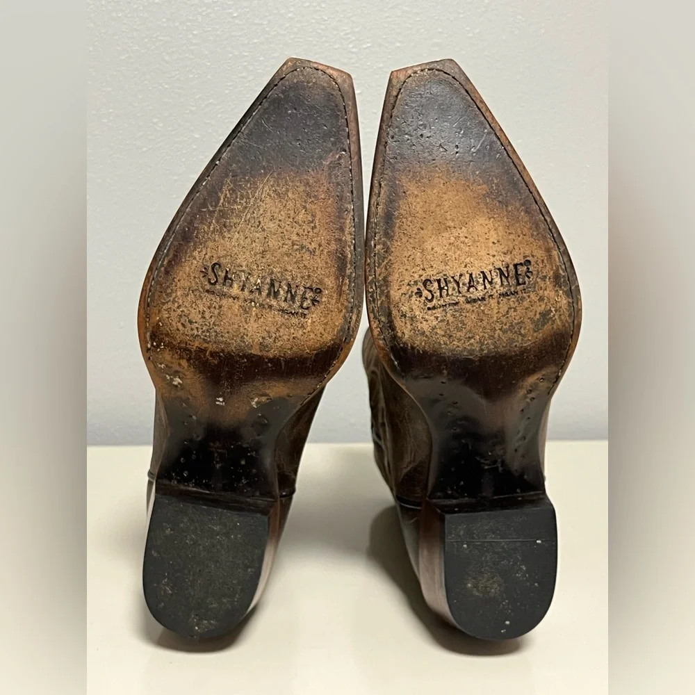 Shyanne Womens Sz 8.5M Western Cowgirl Cowboy Boots Snip Toe Brown Leather - Picture 13 of 16